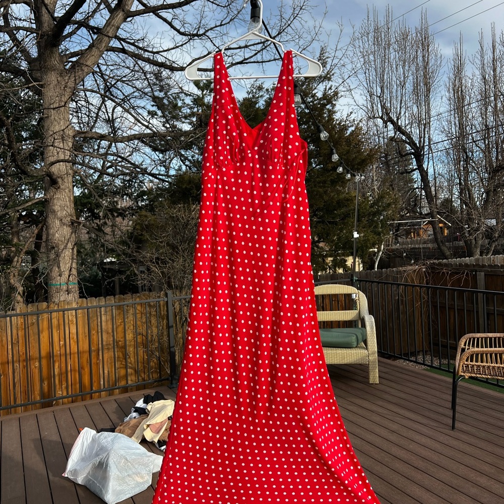 Princess Polly Red White Polka Dot Dress